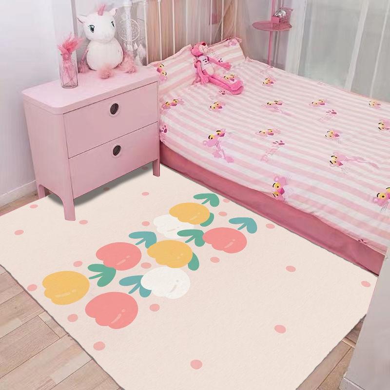 Tappeto Camera da Letto Piena di Ragazze Tappeti Carini per la Casa Tappeto Camera da Letto Ragazza Tappeto Rosa Soggiorno Tappeti Carini con Stampa Floreale Tappeto Decorazione Stile Ins