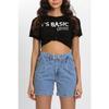 High Waist Jean Stone Color Damen Denim Shorts