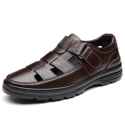 Sandali Casual Prince in Vera Pelle da Uomo - Traspiranti, Antiscivolo, Taglia Grande 48, Ideali per Lavoro Primaverile, Autunnale, Estivo.