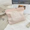 Beautiful INS Simplicity Cosmetic Bag Sweet Embroidery Bow Striped Makeup Case Portable Travel Earphone Cable Storage Bags