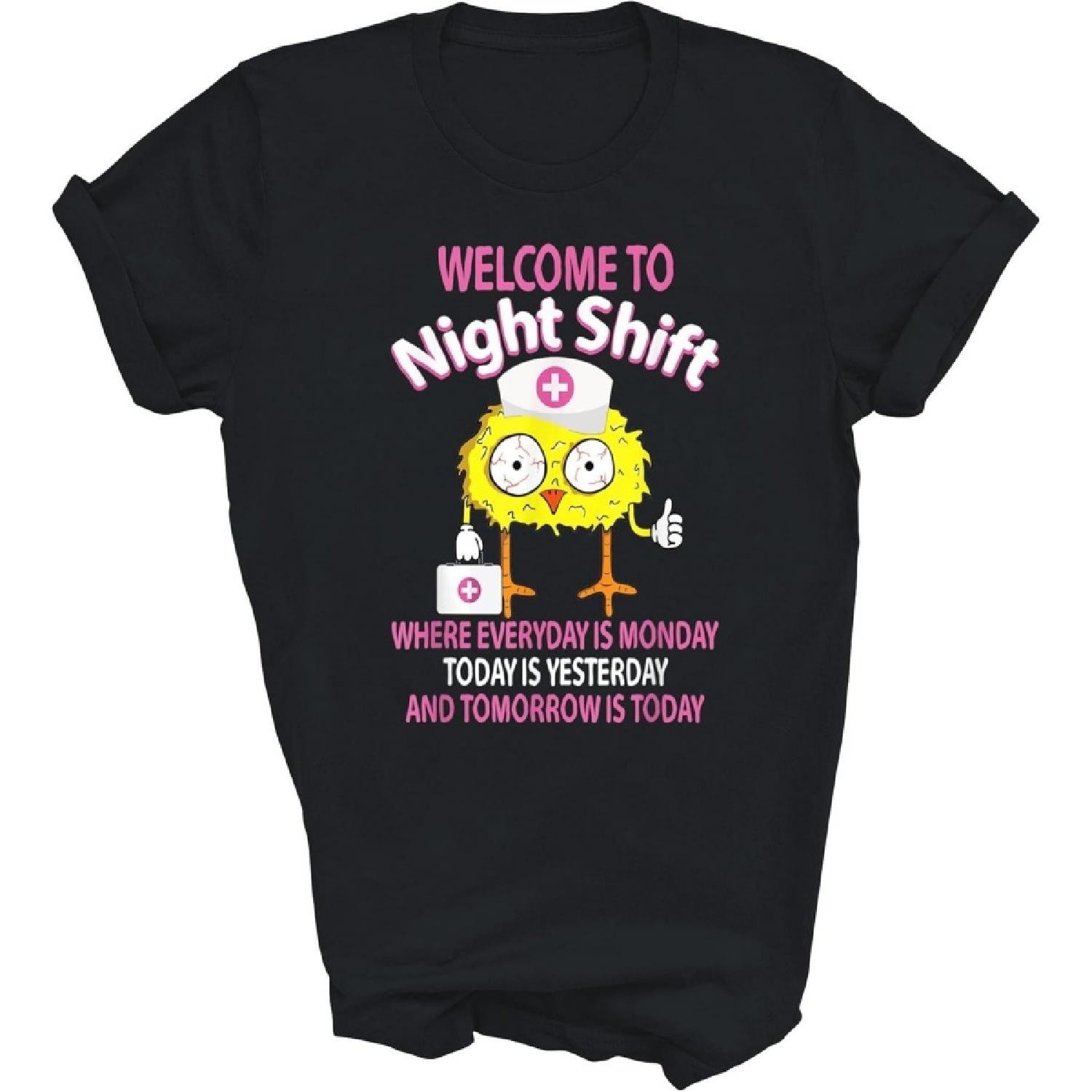 BSN LPN CNA Funny Nursing Chick Welcome to Night Nurse Unisex Shirt Gift Women Men XXXXXL разноцветный