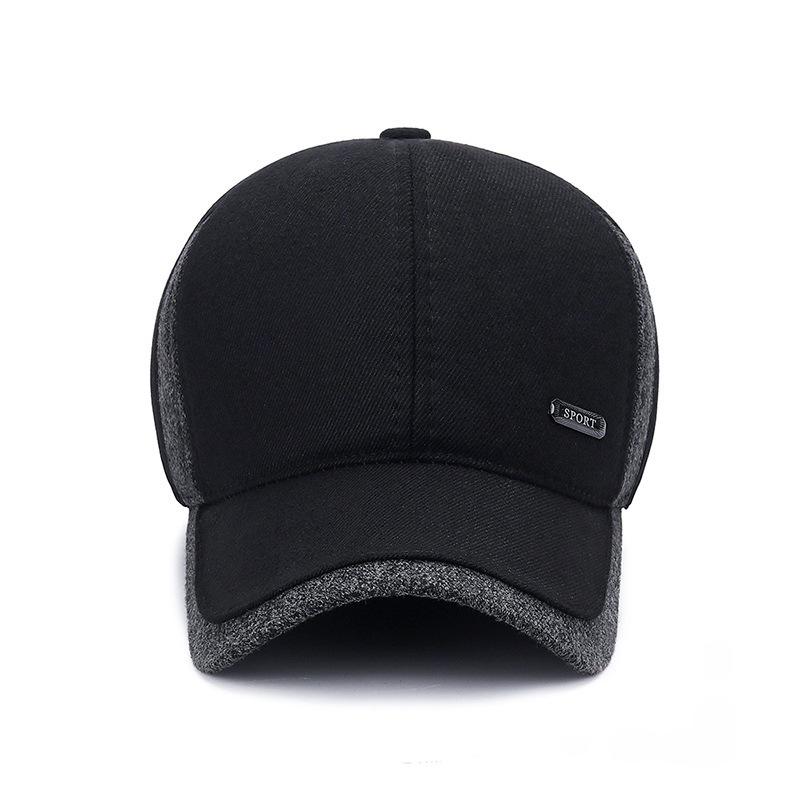 Men's Winter Woolen Baseball Cap with Earmuffs - Trendy Warm Hat for Middle-Aged and Elderly Dads