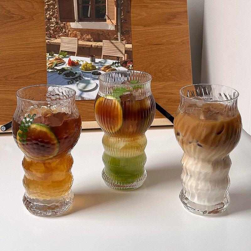 Ins Creative Transparent Glass Cups Cold Coffee Mug Ice Juice Cocktail Football Game Party Beer Drinking Cup Water Wine Bottle