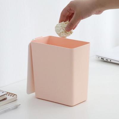 Creative Storage Bucket With Lid Unclassified Mini Kitchen Garbage Bin Mini Solid Color Desktop Waste Desktop Square Trash Can