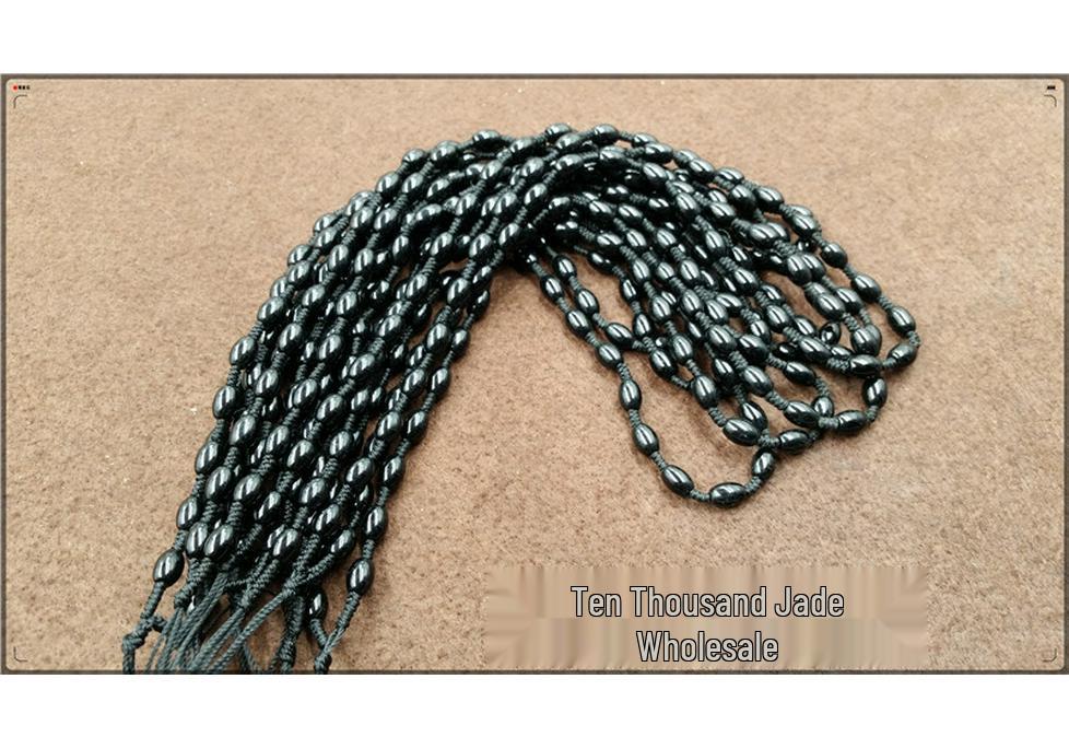 Black Seed Bead Hand-woven Imitation Obsidian Necklace Cord 55-58 cm
