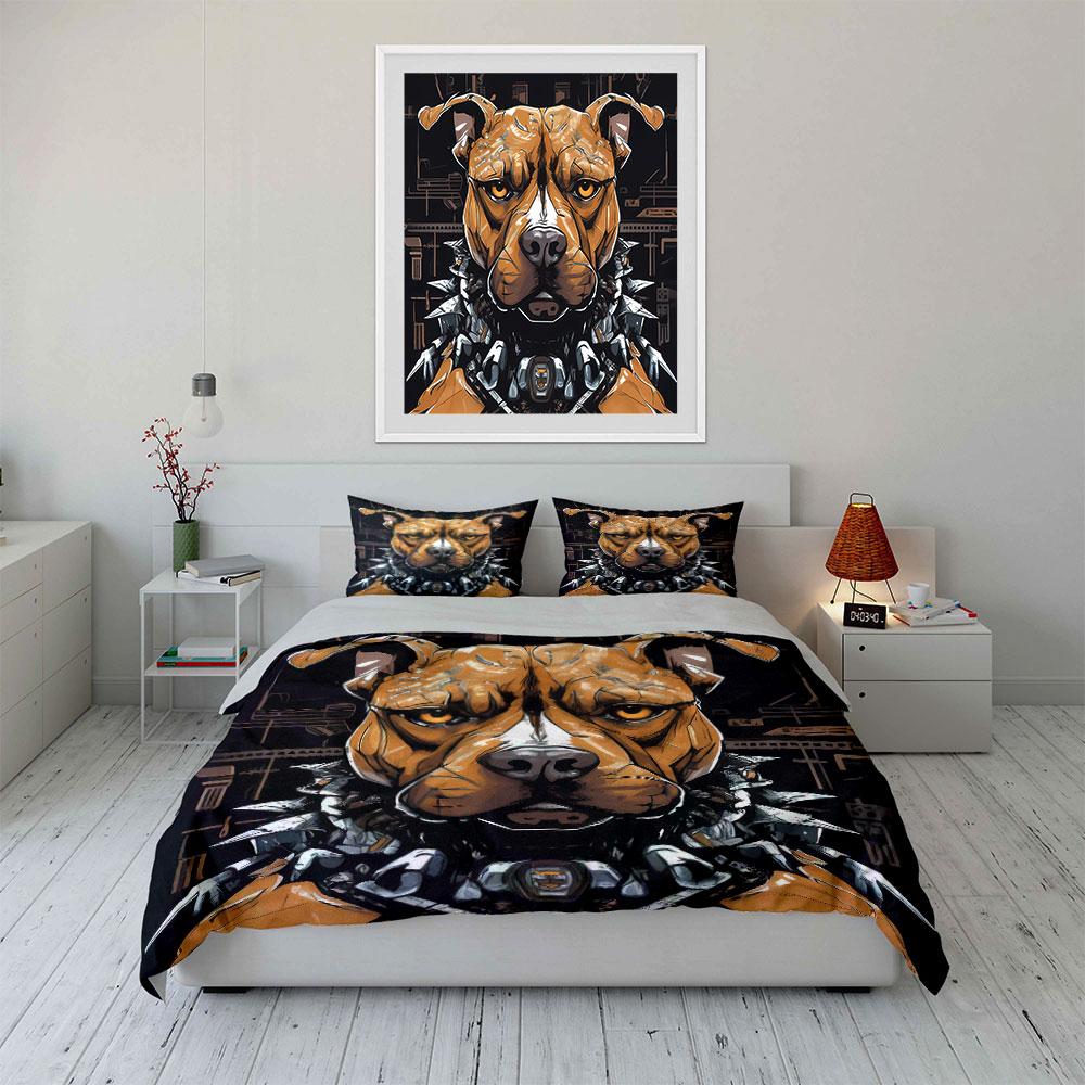 Dog Robotic Art Decor Set Multiple Sizes Kid'S And Adults' Bedroom Exquisite 3Pc Bedding Set, Gift