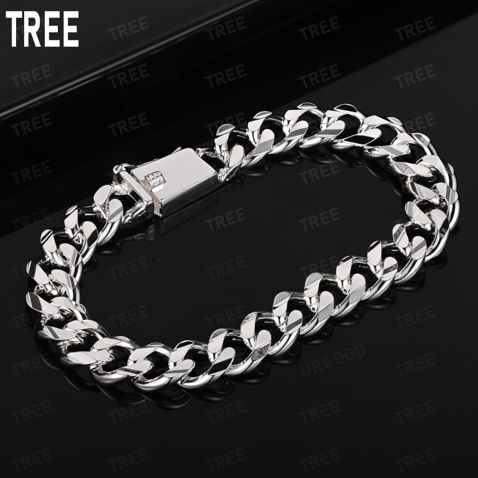 925 Sterling Silver 10mm Interlocking Side Chain Bracelet Gift Jewelry