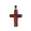 Natural Stone Cross Charm With Metal Loop Tiger Eye Opal Jewelry Prayer Pendant Necklace Making Accessories Diy Components