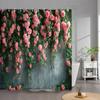 Outdoor Garden Poster Shower Curtain Vintage Window Wall Growing Floral Plants Polyester Fabric Shower Curtains Bathroom Decor