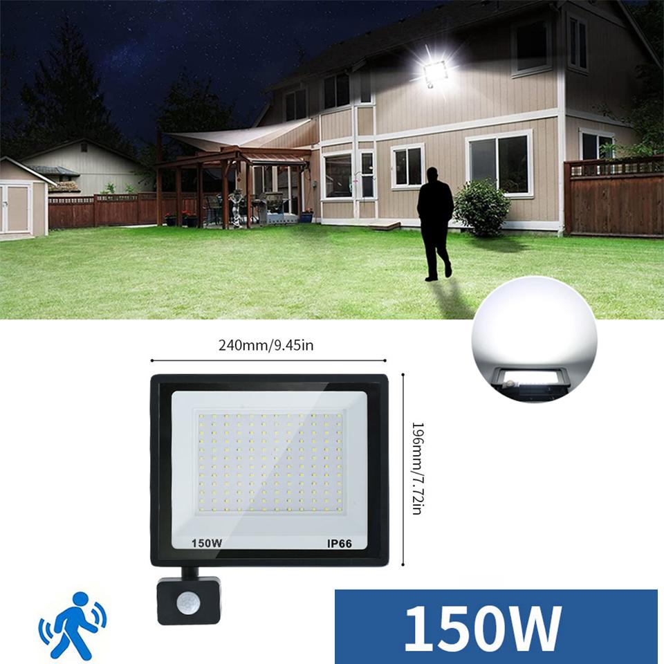 LED Floodlight Motion Sensor AC220V AC110V 10W-300W Waterproof Outdoor Projector Exterior Spotlight Outdoor lamp  Wall Reflector