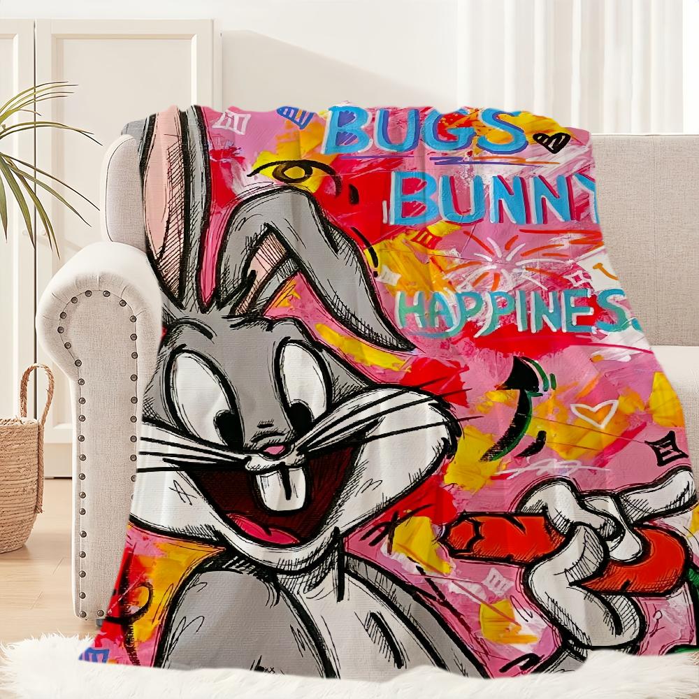 Cartoon B-Bunny Blanket Plush Nap Sofa Rug for Living B-Bugs-S Room Warm Office Bedroom Birthday Home Travel Kid Gifts