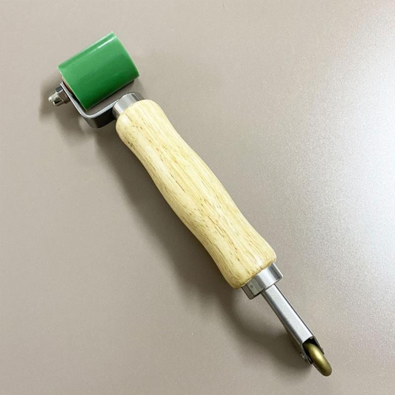 Professional Combination Rubber Pressure Roller & Metal Corner Roller with Ergonomic Wood Handle for Professional