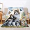Katzenmalerei Flanelldecke Weiche Warme Überwurfdecke Home Mittagspause Decke für Couch Sofa Büro Bett Reise Mode Geschenk