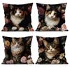 1 Pc Retro Cat Flowers Pillow Cover For Home Living Room Bedroom Sofa Office Decorative Pillowcase Soft Throw Pillows 45*45 Cm
