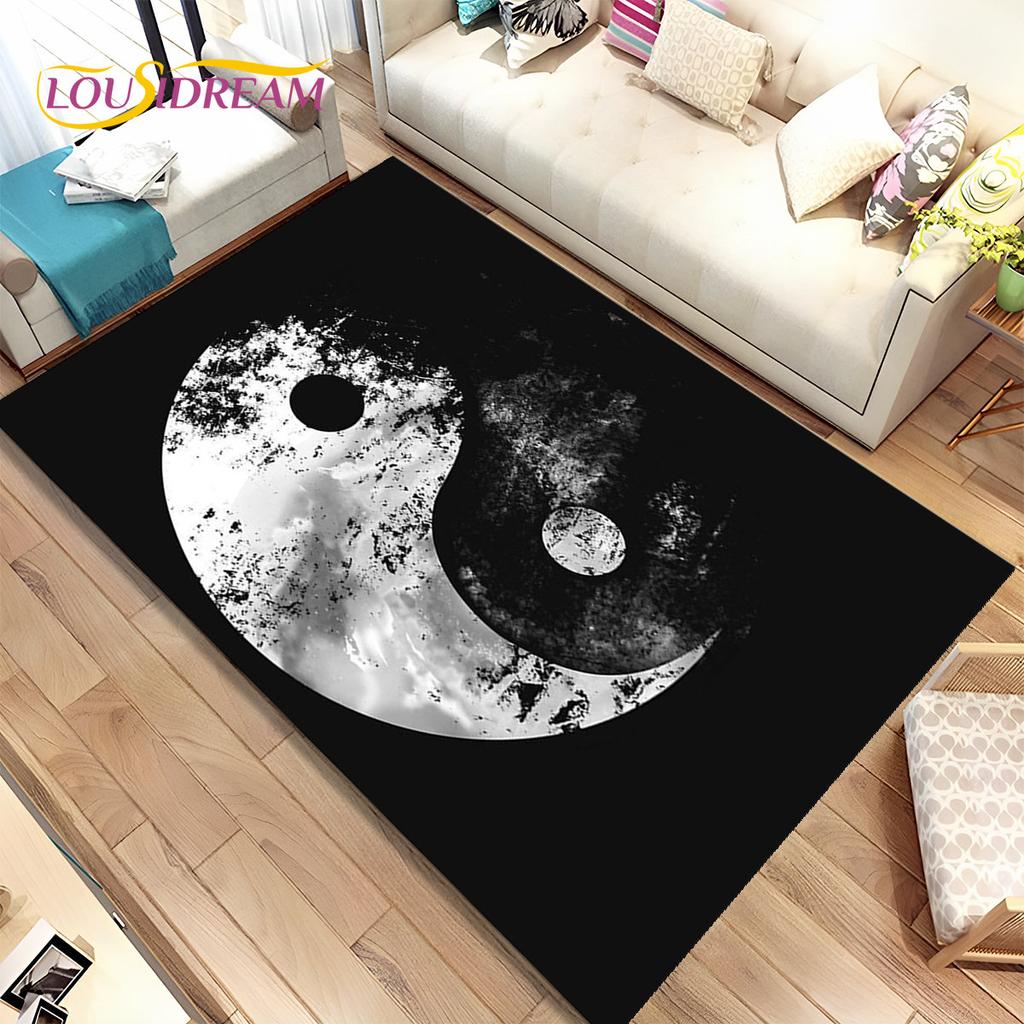 Chinese Tai Chi Bagua Yin Yang Area Rug,Carpet Rug for Home Living Room Children Bedroom Sofa Doormat Decor,Non-slip Floor Mat