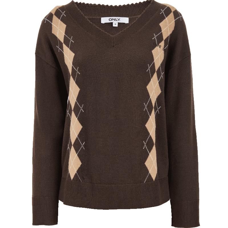 

Women s British Style Plaid V-Neck Wool Blend Knit Sweater M