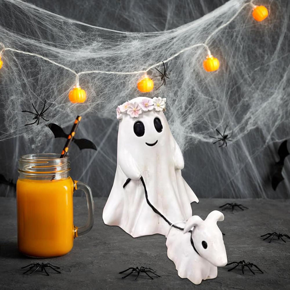 1× Cute Ghost Walking Dog Statue For Dining Table ,Office, Halloween Decoration