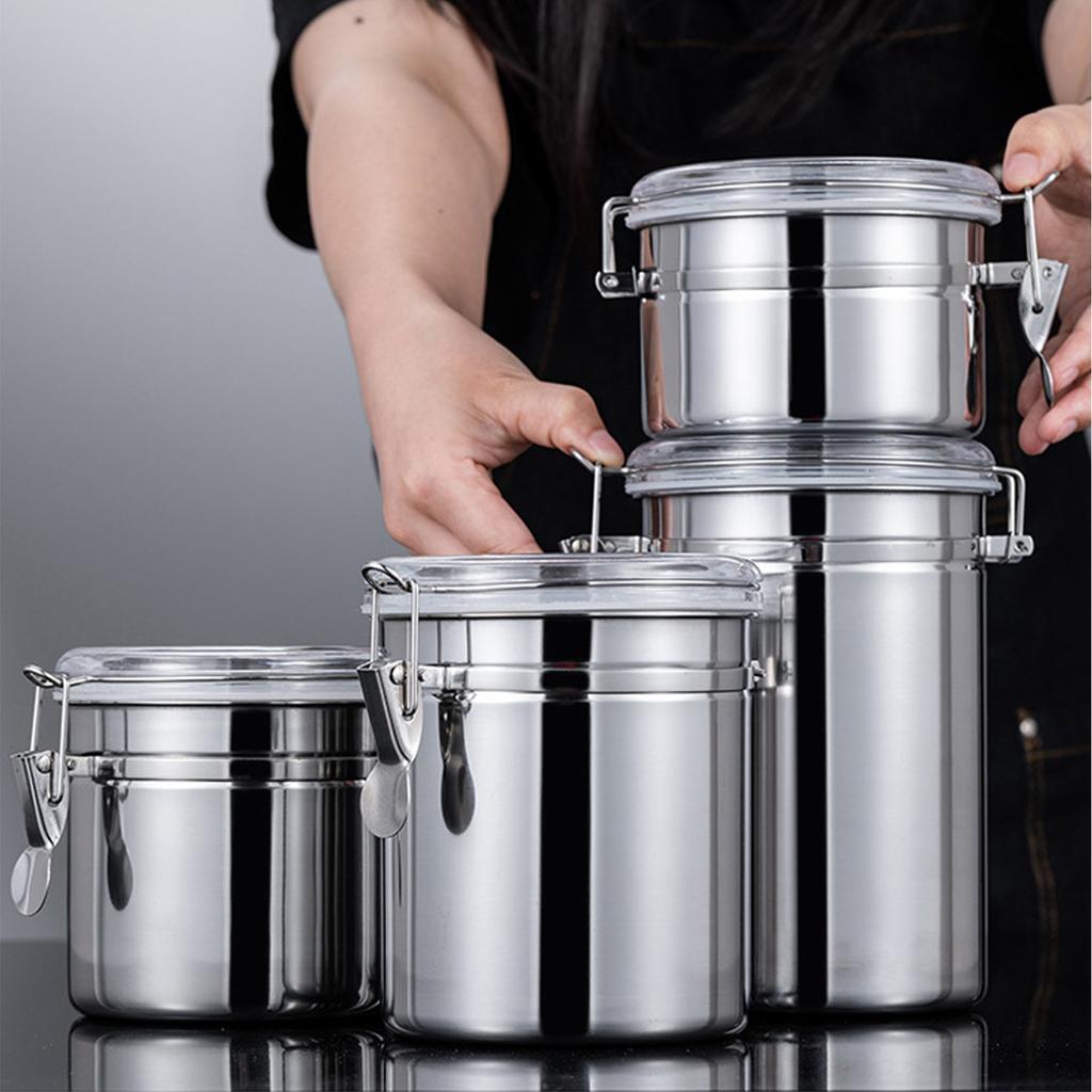 Stainless Steel Sealed Can Food Storage Container Airtight Canister for Dried Fruit Milk Powder Tea Medium 1300ml