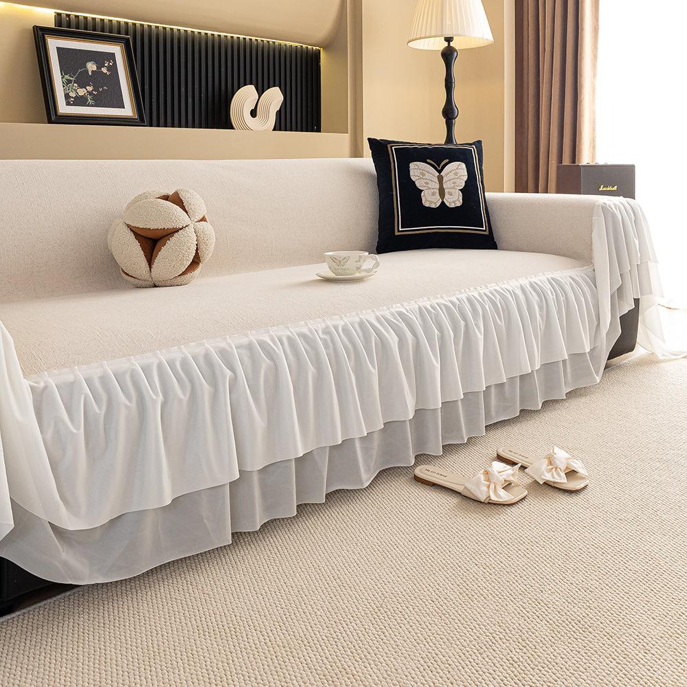 1PC Sofa Cover French New Solid Color Cream Wind All-inclusive Chenille Anti-cat Scratch Universal in All Seasons 180X130CM бежевый 11635₽