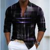 Men's Striped Pattern Printed Long Sleeve Shirts Casual Cardigan New Button Holiday Fashion Shirts