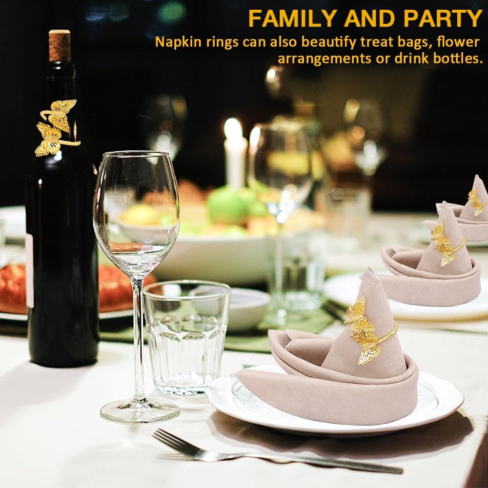 1-36PCS Butterfly Napkin Rings Wedding Table Decor Elegant Napkin Holders Creative Cloth Ring for Party Supplies