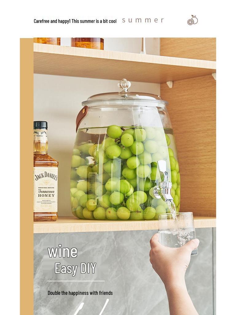 Large Capacity Refrigerator Water Dispenser with Faucet -  Fruit Tea Cold Water Jug & Beverage Bucket