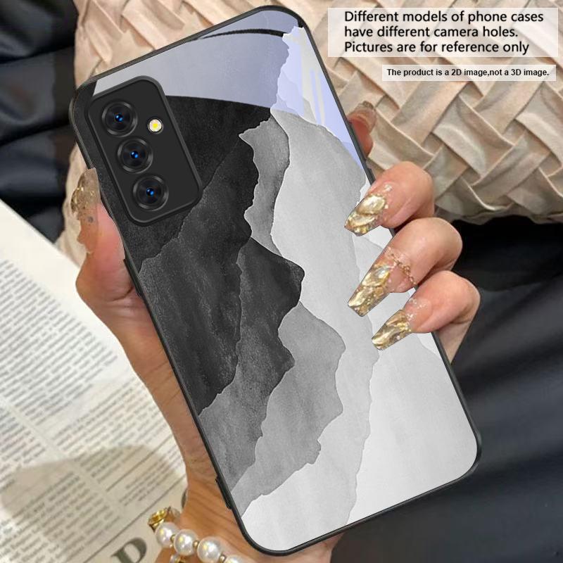 Ink landscape painting For Samsung Galaxy A50 A52 A52s A53 A54 A55 A56 A51 A80 A70 A71 A35 A34 A30 A26 A25 A22 Glass Phone Case