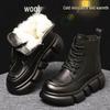 Women's Genuine Leather Fur-Lined Snow Boots with Thick Sole
