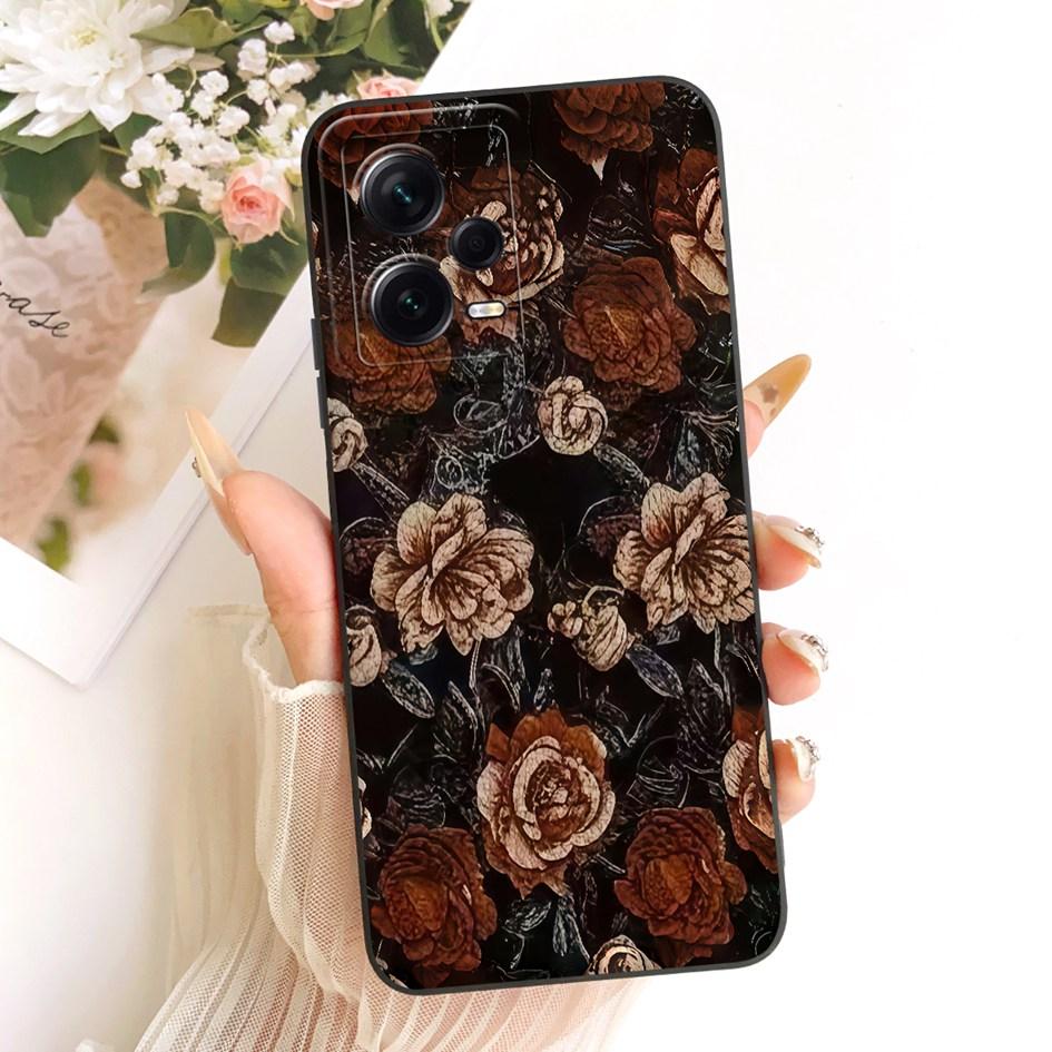 For Xiaomi Redmi Note 12 Pro Plus Case Popular Flower Soft Liquid Silicone Shockproof Cover For Redmi Note 12 Pro Note12 5G Case