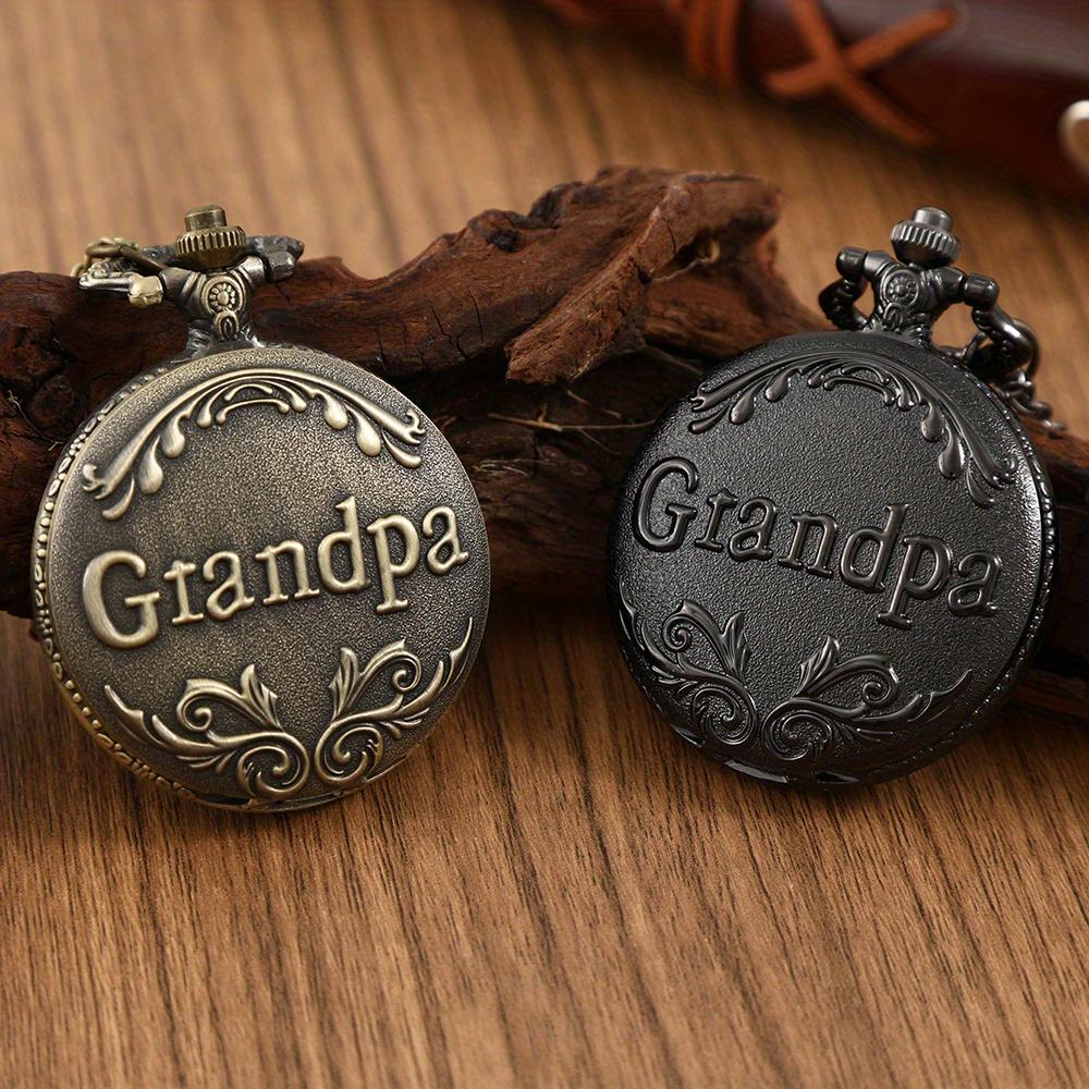 

2 шт./комплект, мужские карманные часы, антикварные карманные часы «Gandpa», винтажные кварцевые панк-часы с подвеской на ожерелье, сплав, подарки для коллекционных произведений искусства.