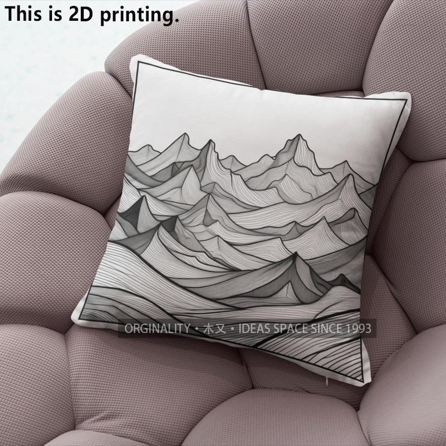 Line Art Mountain Throw Pillow Covers Pattern Cushion Cover Suitable For Sofa Bedroom Car Pillow Cover