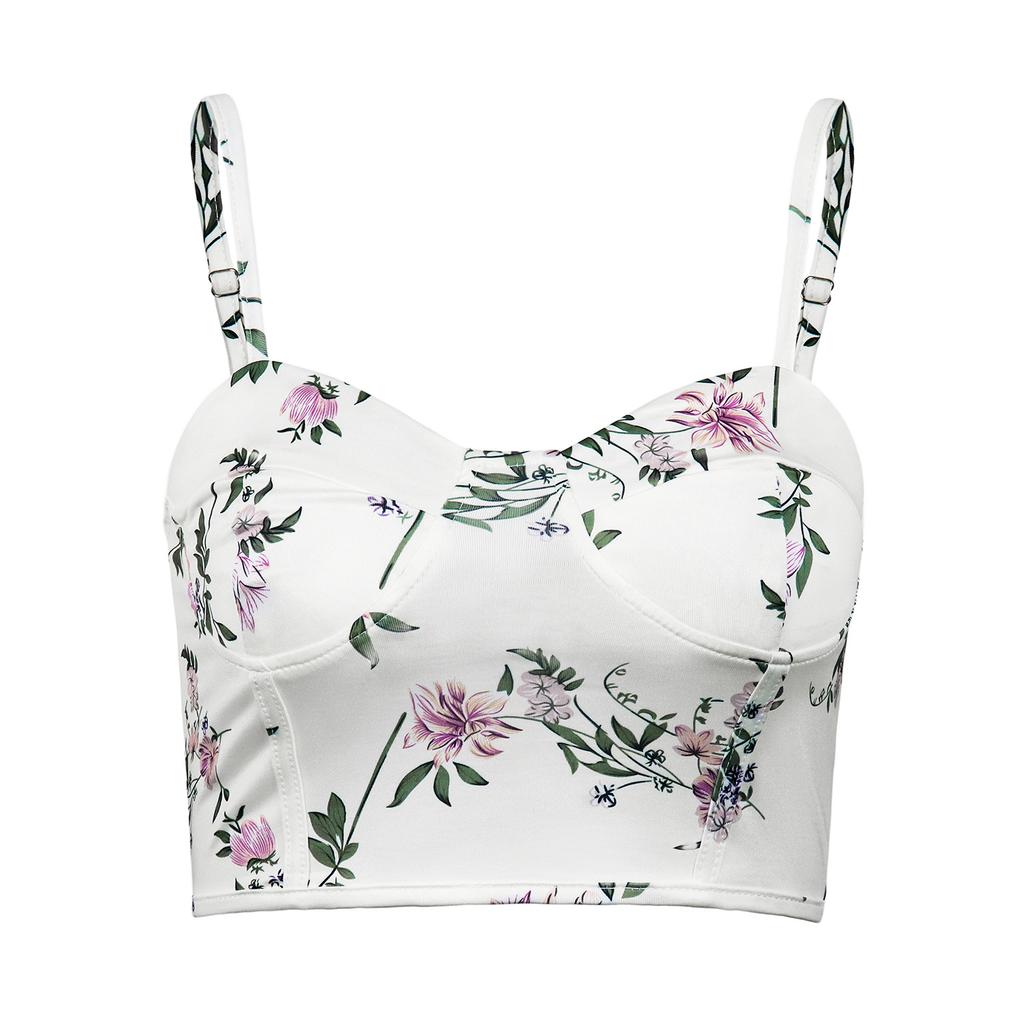 European and American women's clothing explosive spring and summer floral sexy exposed umbilical sling vest with women's outer top