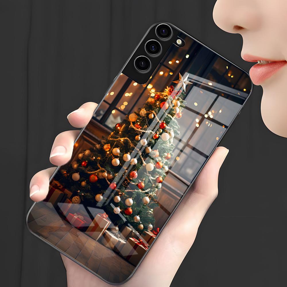 Merry Christmas Tree Phone Case For Samsung S26 S25 Plus S20 S20 Plus S22 Ultra S23 FE S21 Plus S21 Ultra Glass Cover