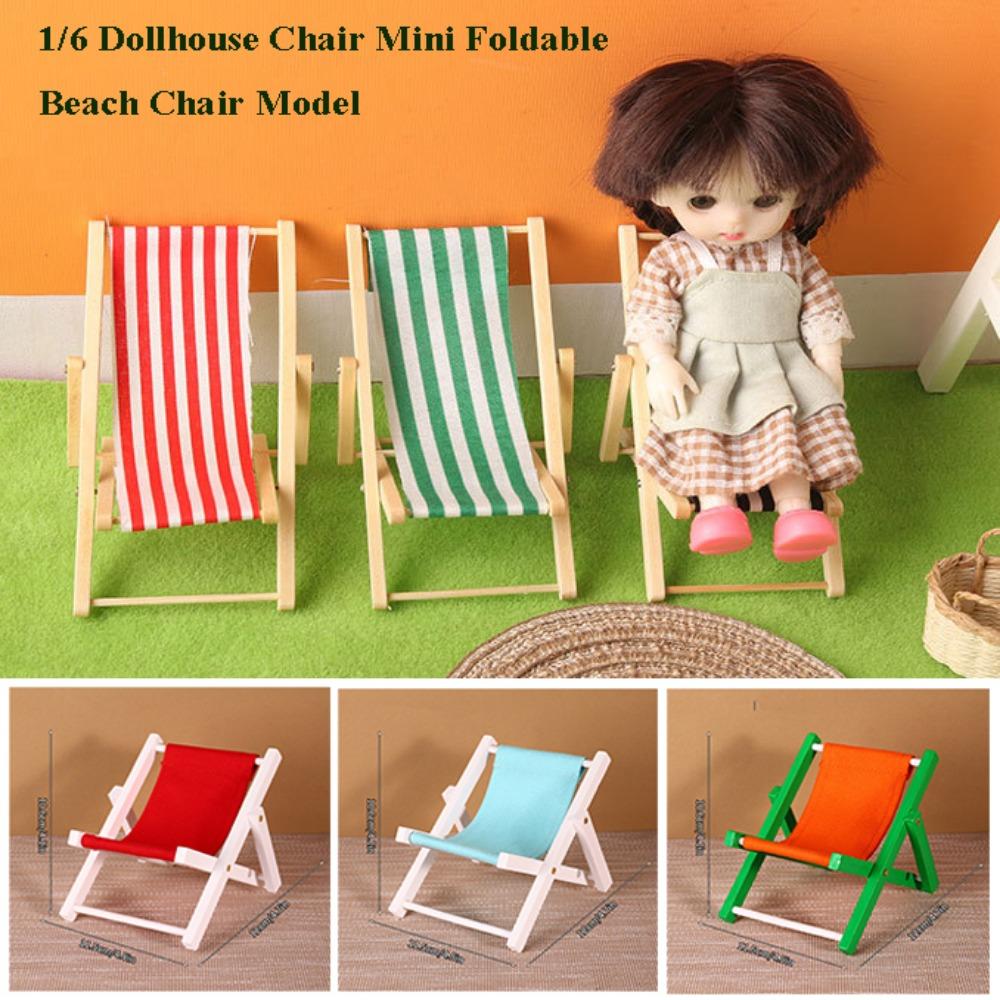 Wooden 1/6 Dollhouse Chair Multicolors Outdoor Casual Reclining Chair For 10cm Cotton Doll