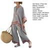 Women's Stripe 2 Piece Outfit Crew Neck Half Sleeve Top And Wide Leg Pants Set Casual Loose Beach Set