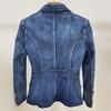 Spot 2025 Autumn/Winter European & American Fashion Double-Breasted Washed Denim Slim Jacket