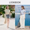 Women's Striped Embroidered Knit Short-Sleeve Top