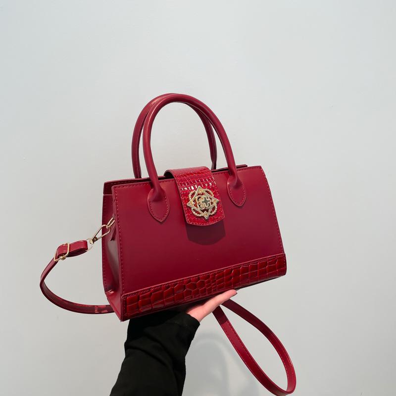 Solid color casual new crossbody fashion popular fashion retro texture winter portable small square bag women