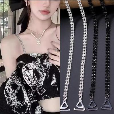 Shiny Rhinestone Decor Women Bra Straps Elegant Shoulder Straps Anti Slip For Off Shoulder Dresses And Wedding Party Bra Straps