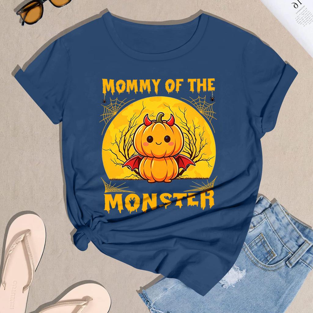 Women's Halloween Print Short Sleeve T-Shirt Casual Neck Tee Top
