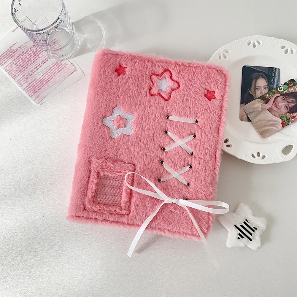 

A5 Kpop Soft Ribbon Colorful Plush Photo Album Polaroid Photo Storage Book Card Collection Books Photocard розовый