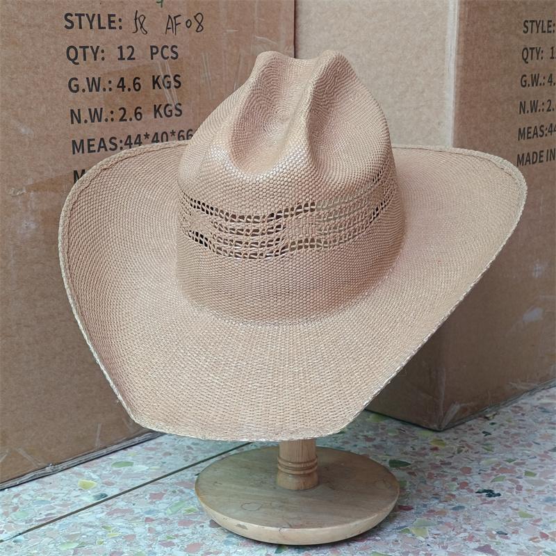 2026 Summer Cowboy Hat Sun Shade Hat Black Summer Thickened Sun Shade Hat Cowboy Straw Hat Men's and Women's Beach