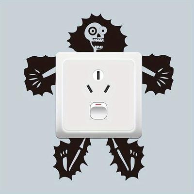 Skull Electric Shock Wall Sticker for Light Switch Plastic Home Decor for Bedroom and Bathroom Halloween Decoration