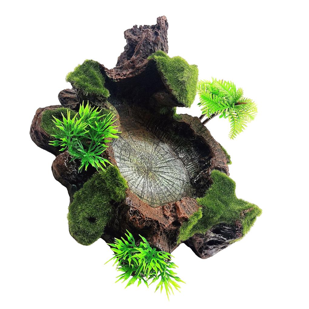 

Многофункциональная смоляная миска для рептилий для еды и воды для любой рептилии, миска для еды и воды для рептилий, декоративная темно-коричневого