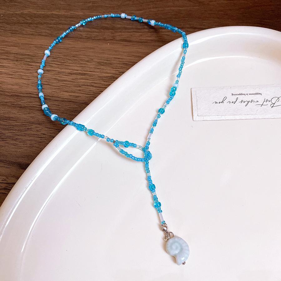 Oceanic Shell Starfish Conch Pendant Necklaces for Women Adjustable Rope Collarbone Chains Necklace Seaside Holiday Jewelry V