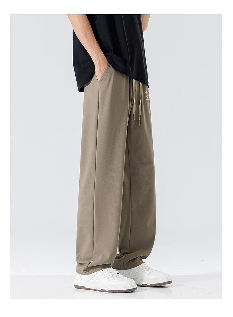 Hello Hipanda, Panda Ice Silk Cool and Simple Casual Pants with Straight and Wide Legs