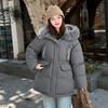 Cold-proof Down Cotton-padded Jacket Women's Winter Cotton-padded Jacket, Fur Collar, Thickened Black Waist, Western Style