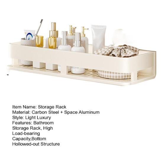 Stojak do przechowywania Wytrzymały stal węglowa Łazienkowy stojak do przechowywania Bez wiercenia Montaż na ścianie Bez wkrętów Organizer do przechowywania Odporny na wilgoć i pleśń dla