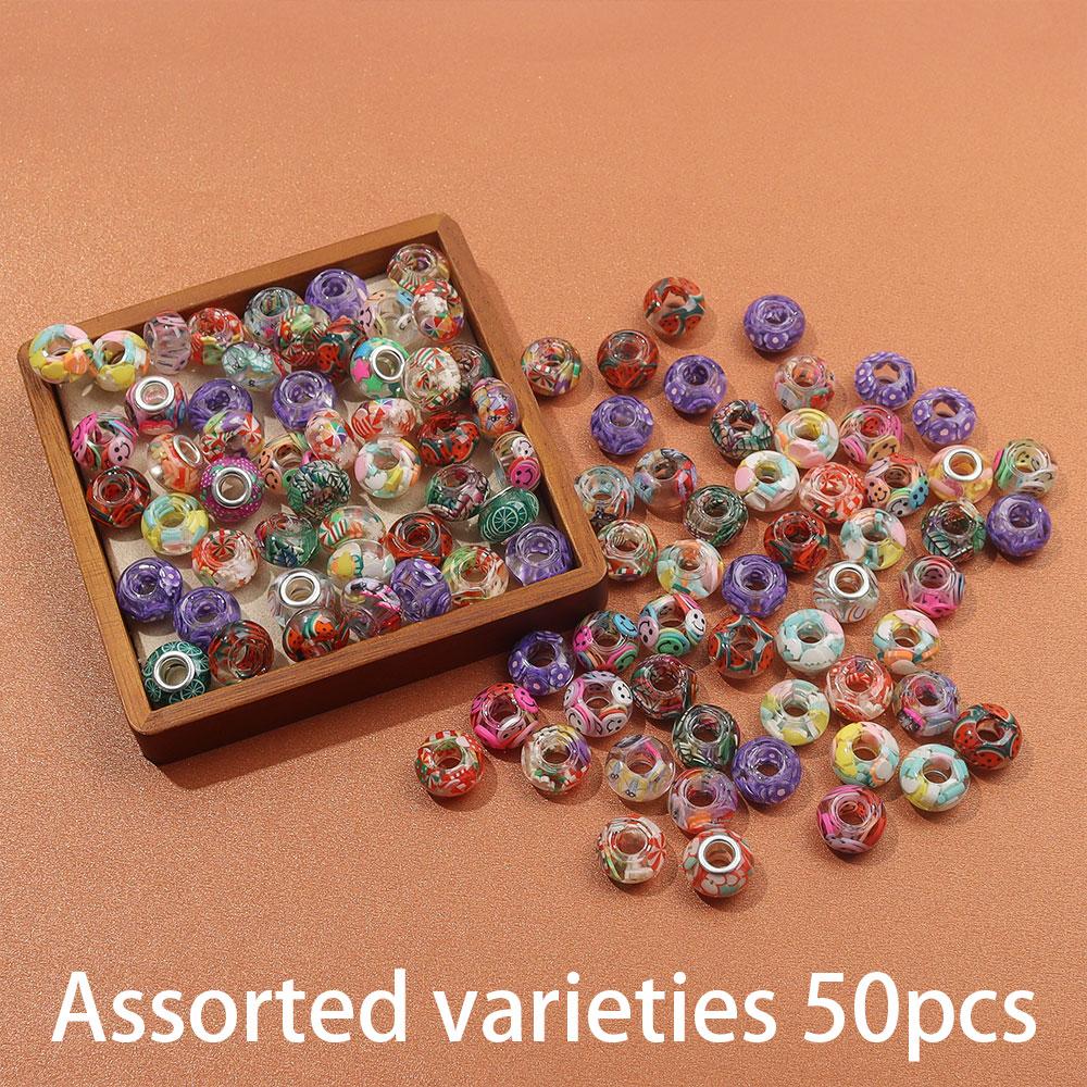 30/50/100pcs Resin Large Hole Bead Lighting, European Craftsmanship Bead Spacer Bead DIY Jewelry Bracelet Necklace Earring Jewelry Production