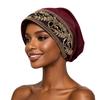 Touca Turban para Mulheres Renda Miçangas Hijab Muçulmano Gorro Bordado Floral Cobertura de Cabeça com Miçangas Tiaras Macias Elásticas para Mulheres Boné Brilhante